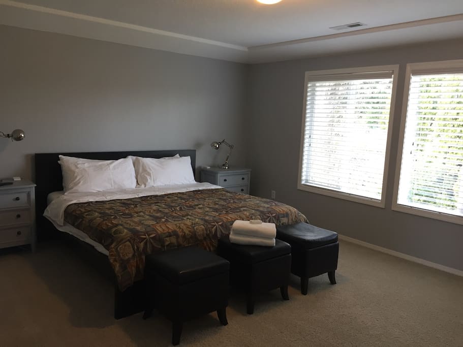 Light & Spacious master with 49" TV