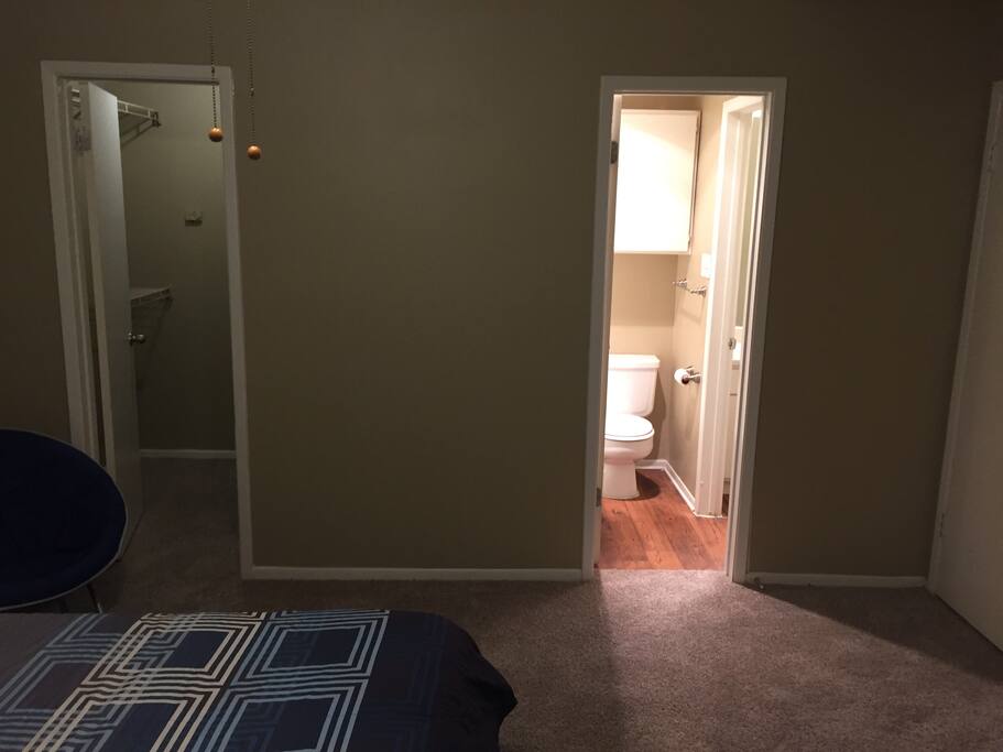 Bedroom, walk-in closet, private bathroom.