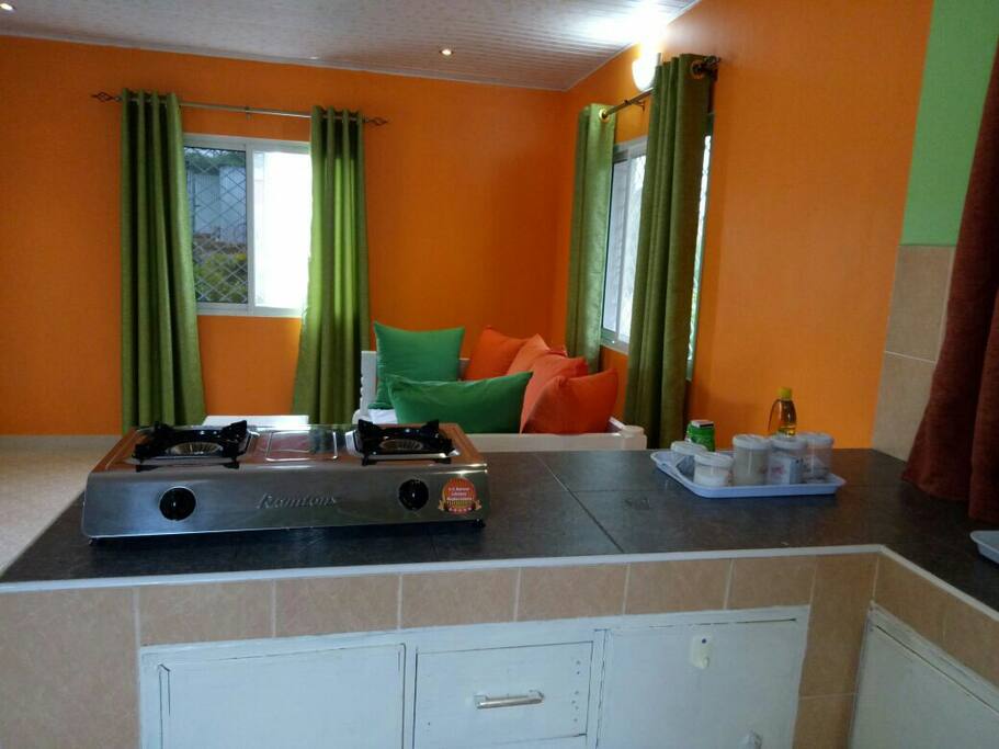 View of the living room from the kitchen