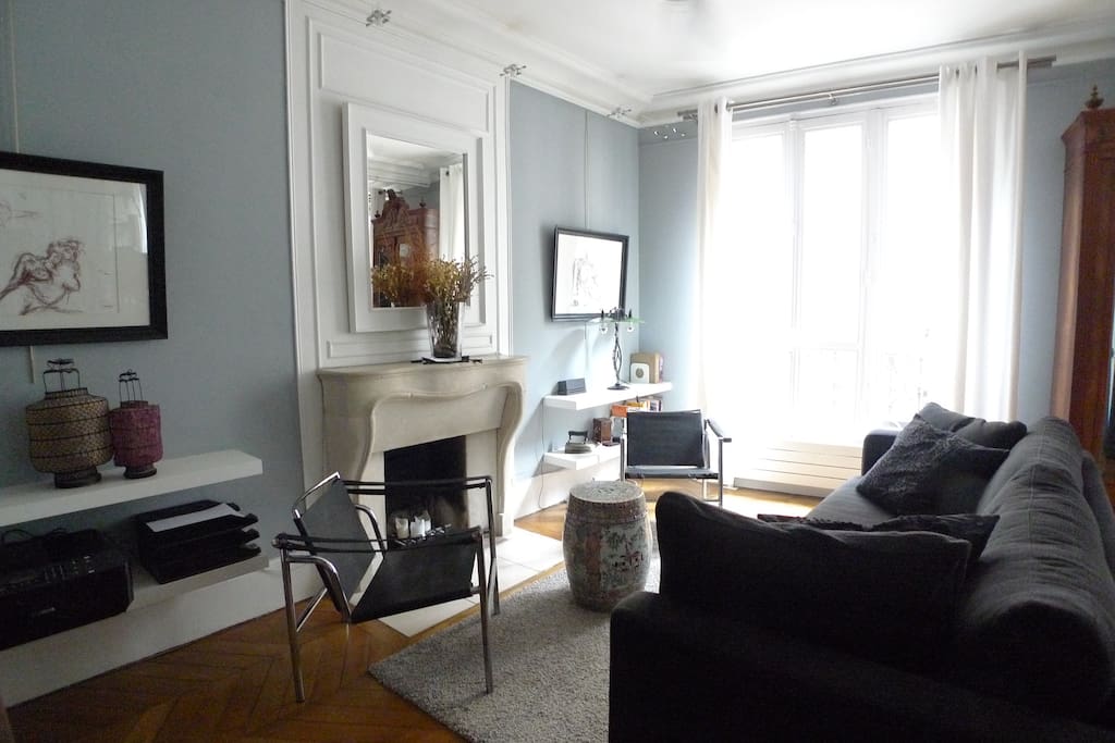 Living area. Fireplace is ornamental