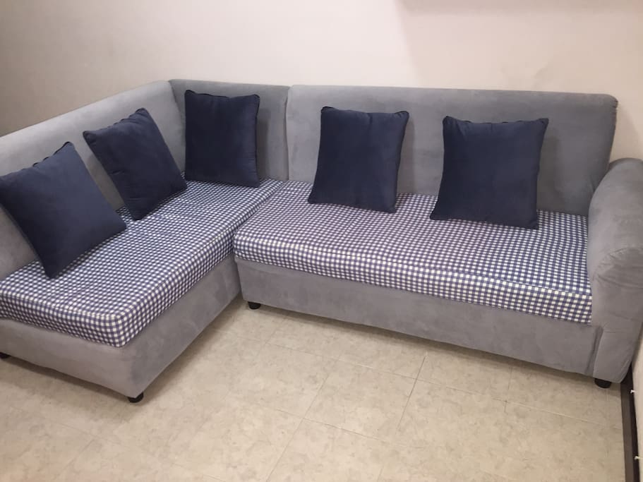 L shape sofa in the living room