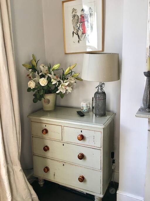 Corner of living room - quirky English and French antiques