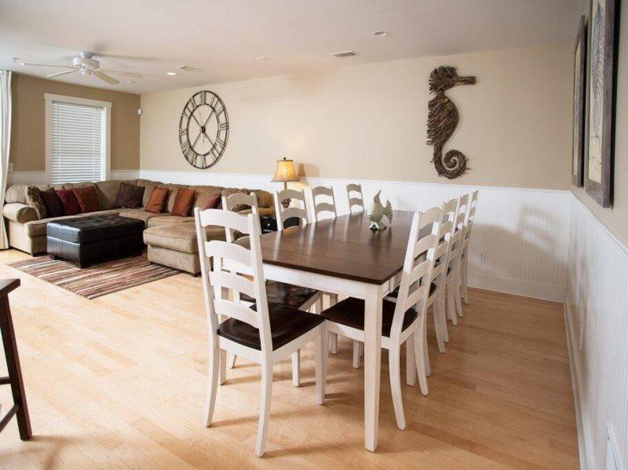 Dining area seats 10 plus 3 more at the break fast bar