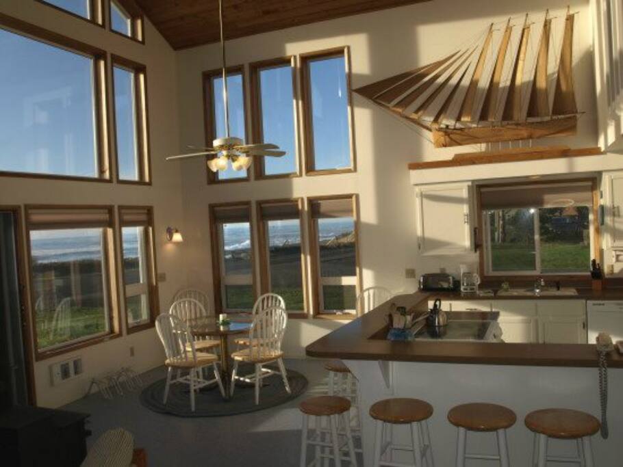 Ocean View from Dining and Newly Painted Kitchen