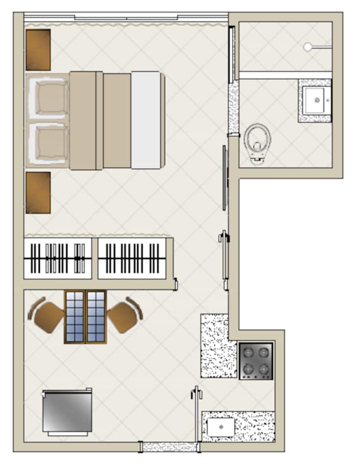 Humanized kupanda
Jumla eneo la 24m²
Una wazo halisi la ukubwa na mpangilio wa sehemu hii.