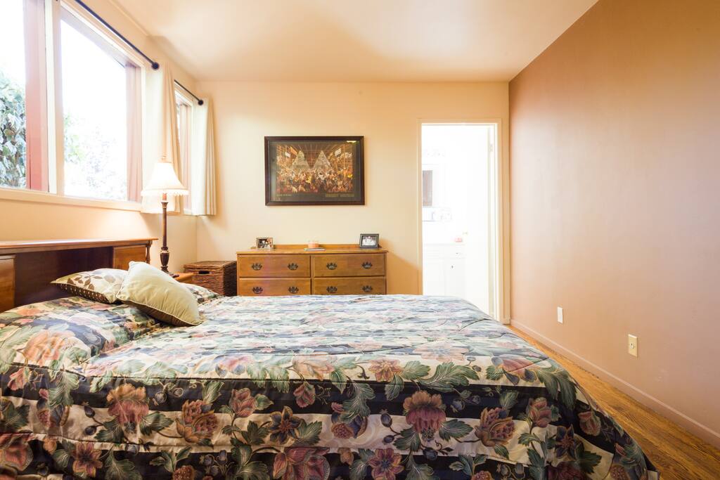 A twin size bed to rest and relax after a day of wine tasting.