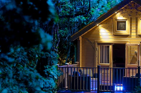 Alum Chine log cabin, great views, 5 mins to beach