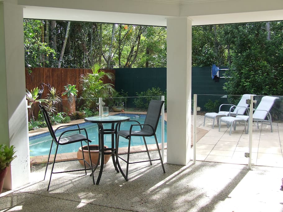 The pool area