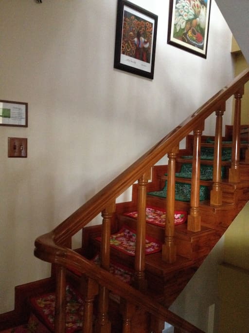 Wooden narra wood staircase designed by local artisans