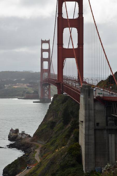 Golden Gate Bridge in San Francisco. About 45 minutes away.