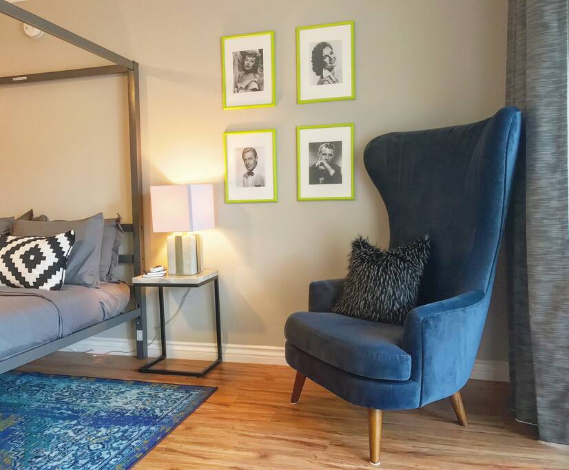 Designer touched with old Hollywood glam.