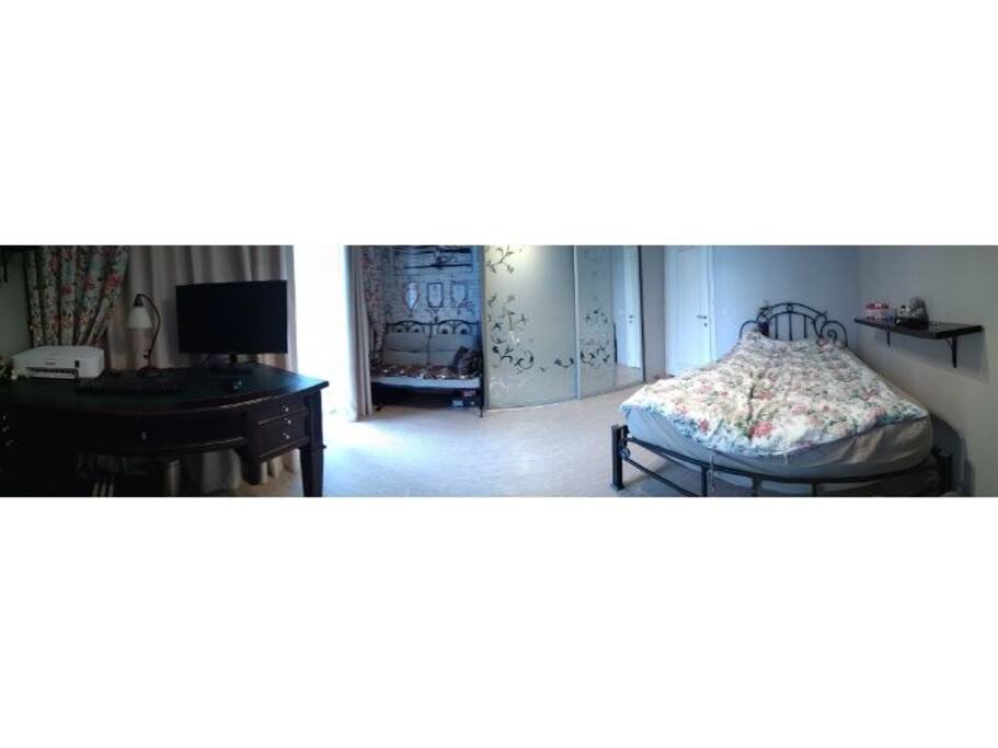 That's the first bedroom with the computer you can use