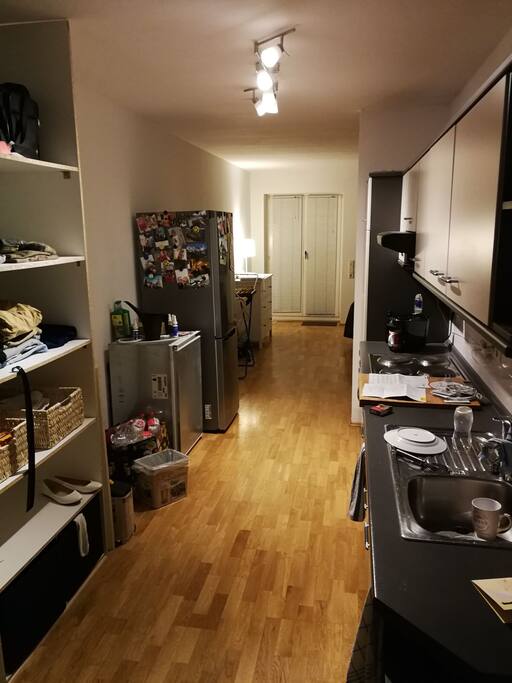 Offener schöner Eingangsbereich, mit Küche und einem großen Einbauchschrank
