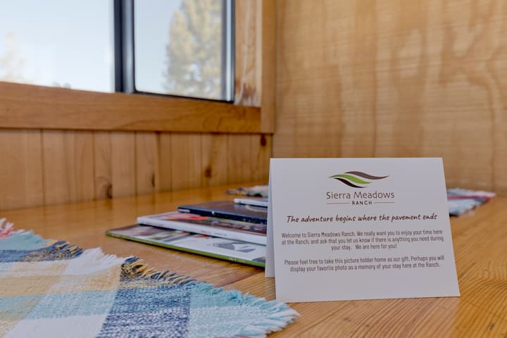 Welcome to Sierra Meadows Ranch. Take home a commemorative picture holder to remember your stay with us. 