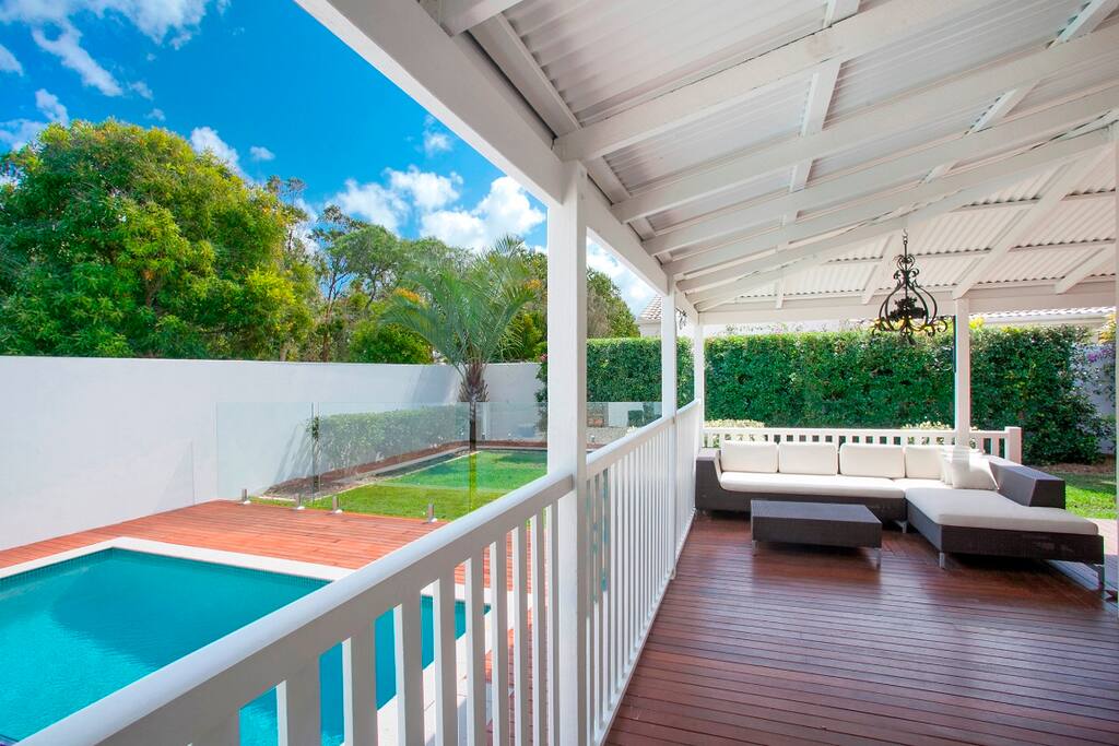 Deck overlooking the pool