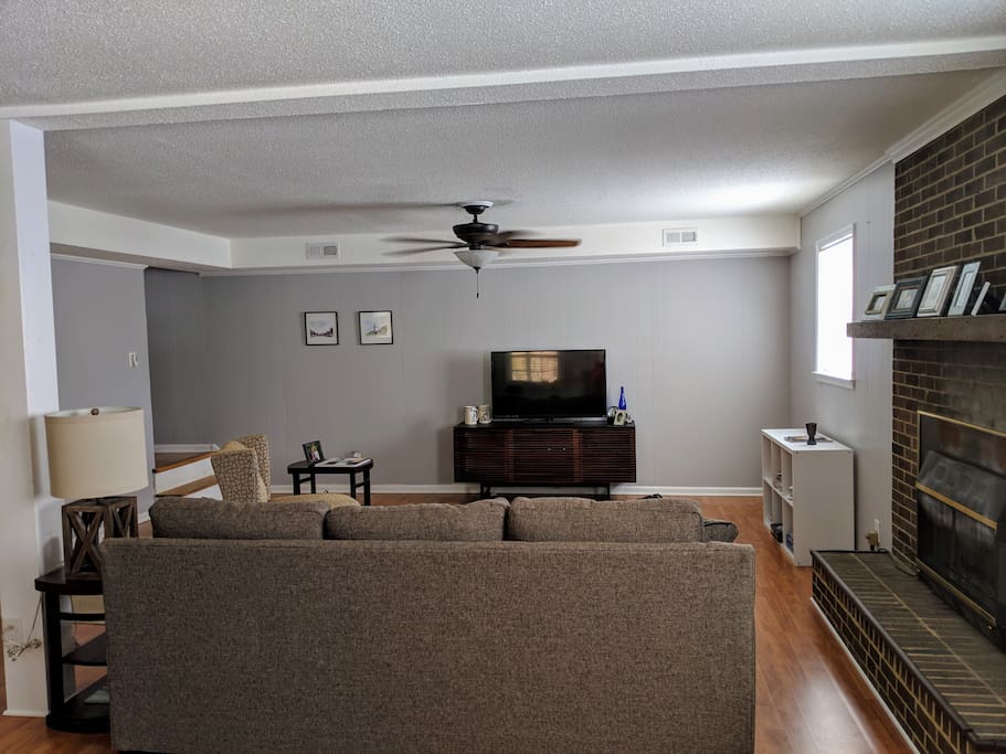 Living room area with television