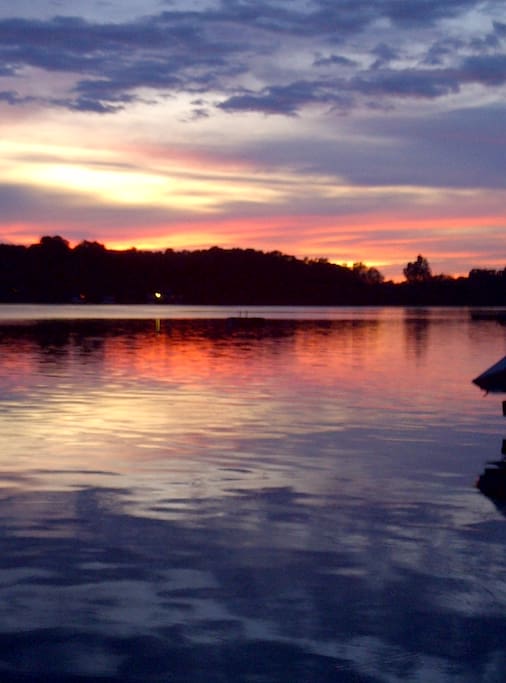 Sunset from the dock over Vineyard Lake