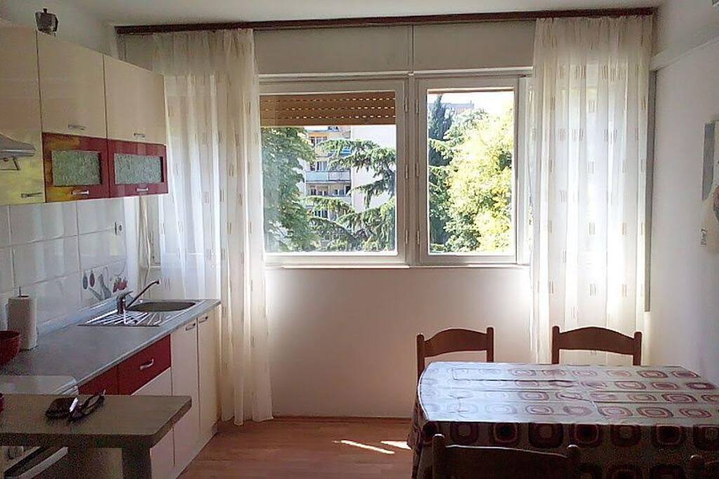 Dining room with kitchen