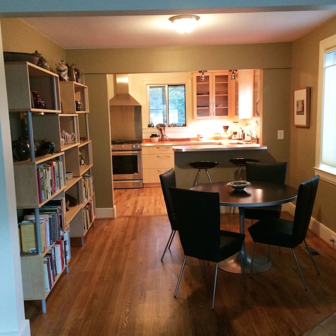 Open layout for kitchen, dining and living rooms
