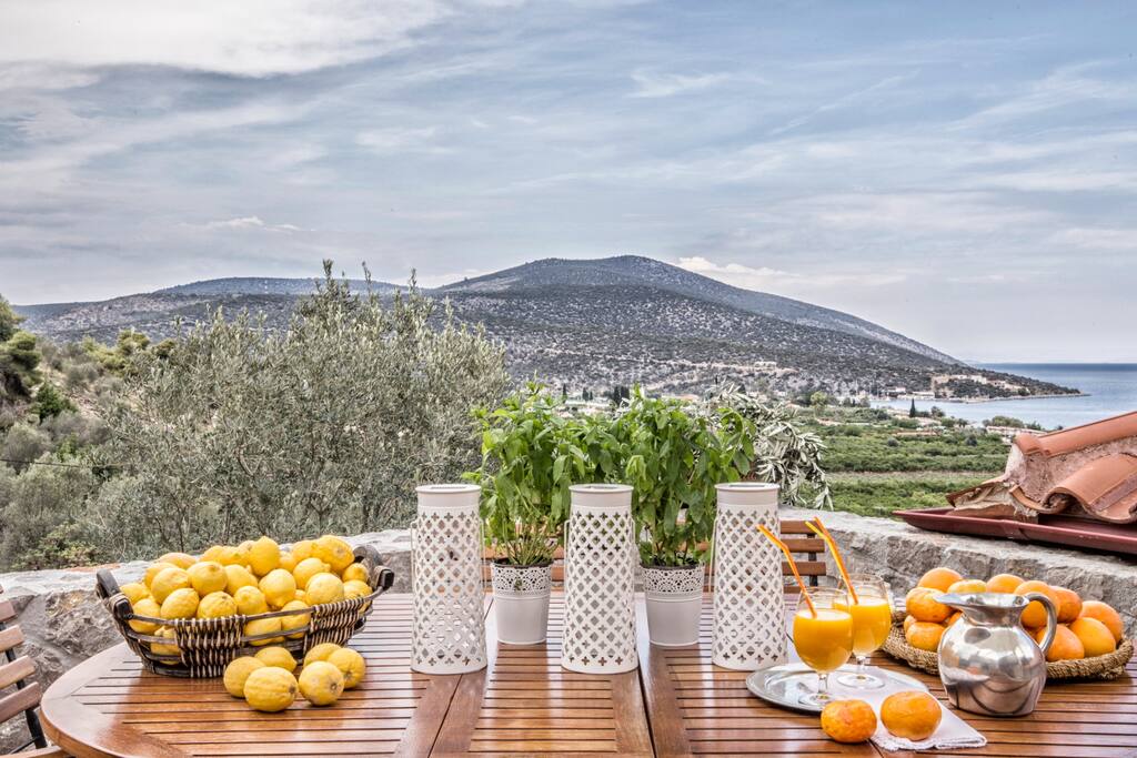 The magnificent view of countryside and sea line from the balcony