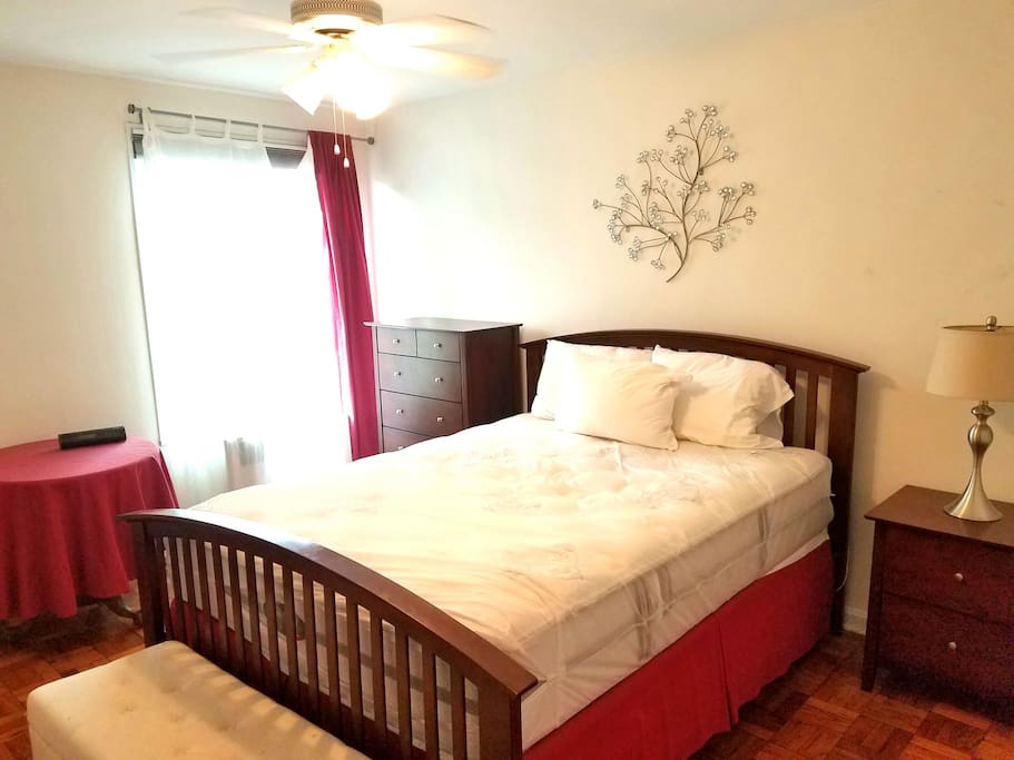 Quiet, clean bedroom to relax and unwind.