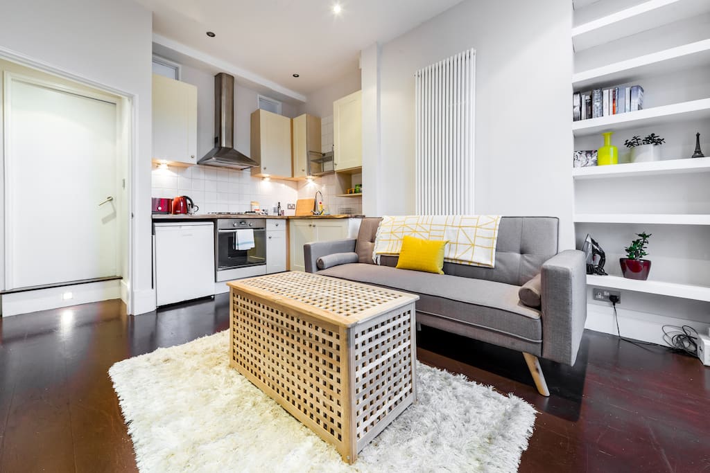 The open-plan design makes the apartment feel spacious