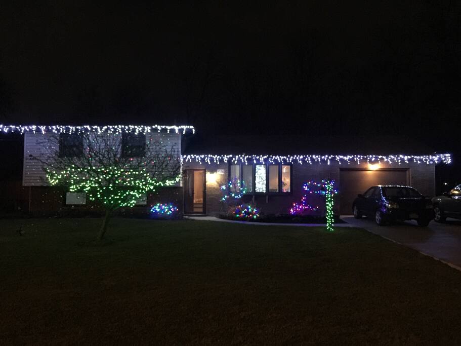 Front of the house at Christmas time