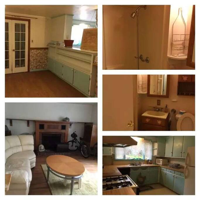 Living room, kitchen and main bathroom shared