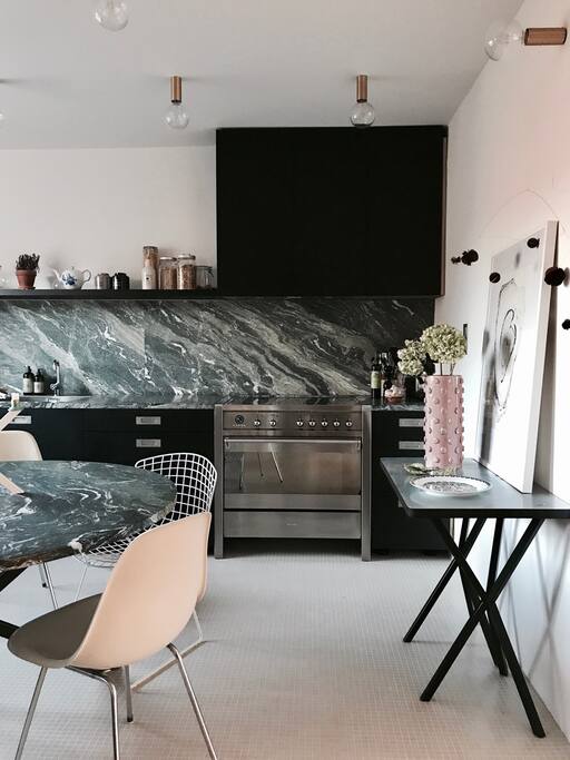 Kitchen with larger stove