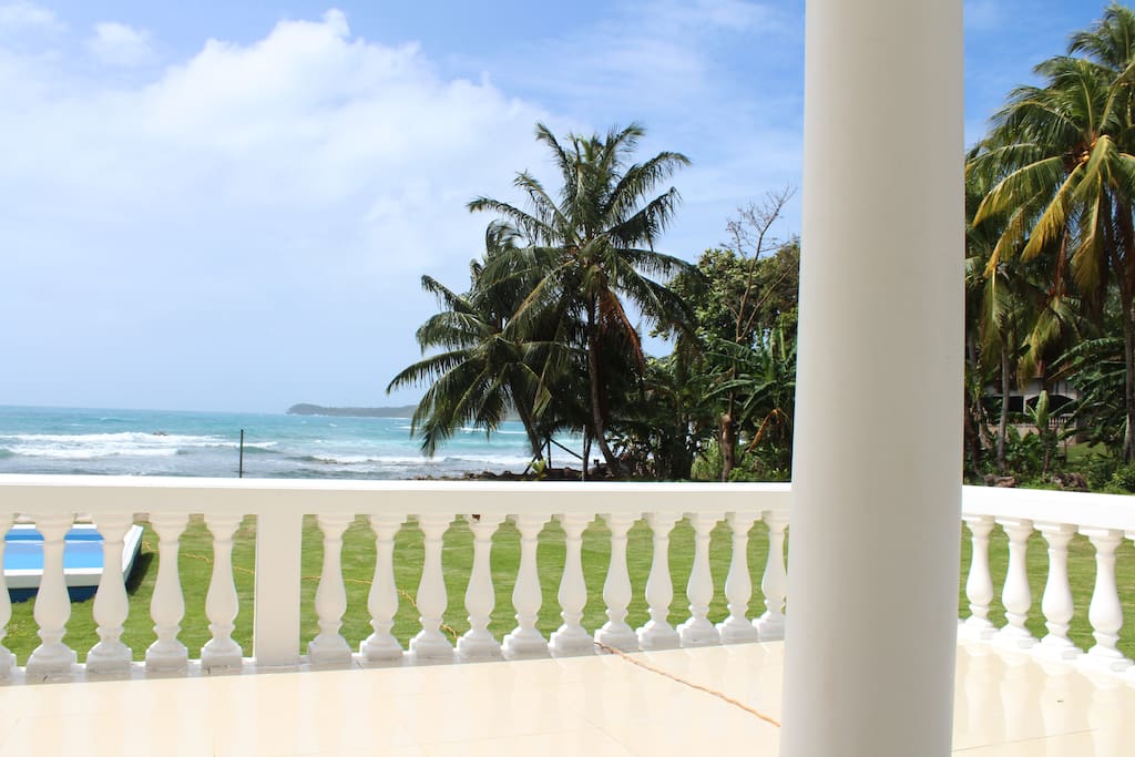 Ocean view from lounge terrace overlooking the pool.