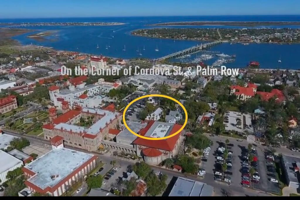 The location of the home from an aerial view.