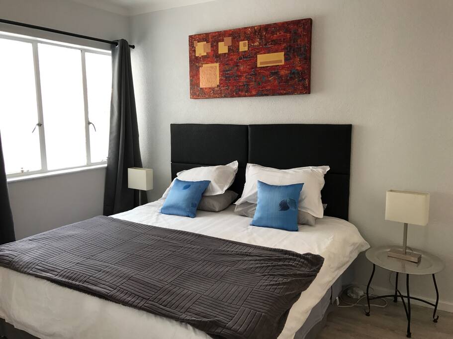 King size bed in main bedroom.