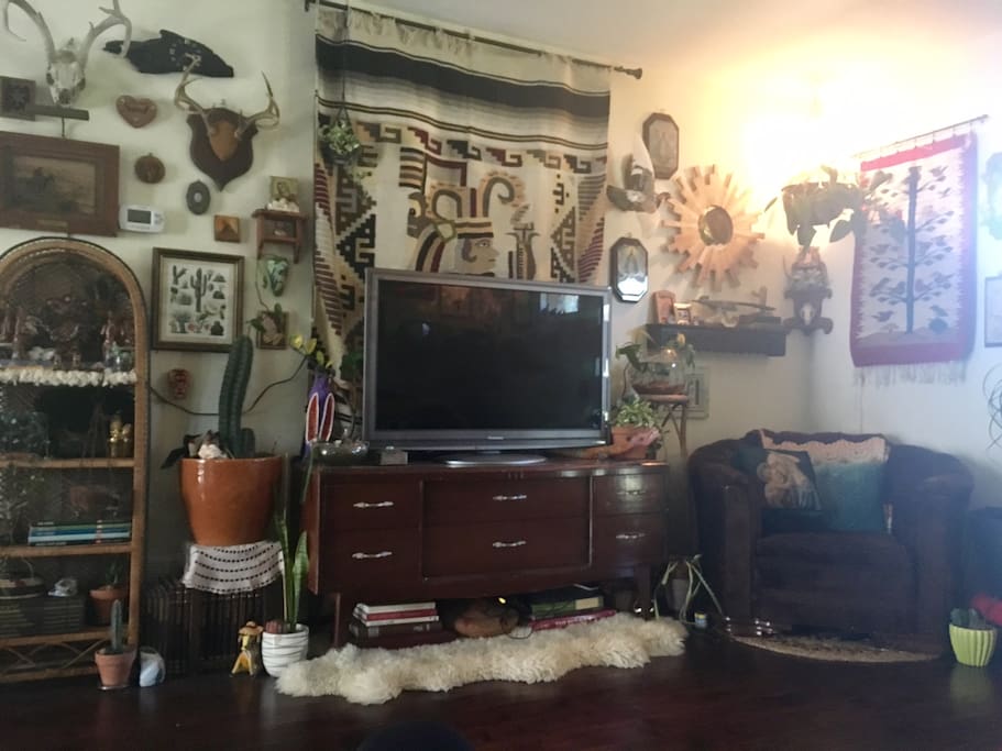 Big TV with access to Hulu, HBO, and Netflix.