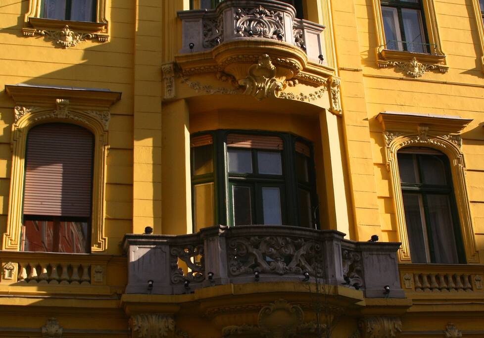 The apartment's balcony window.