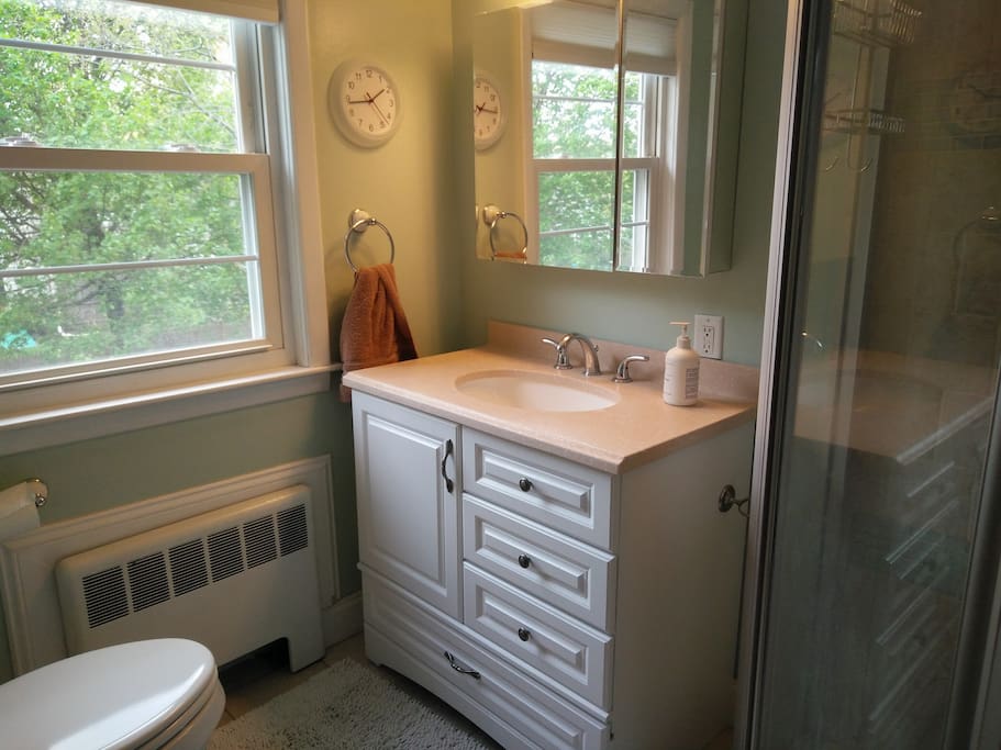 Bathroom on the second floor with a standing shower