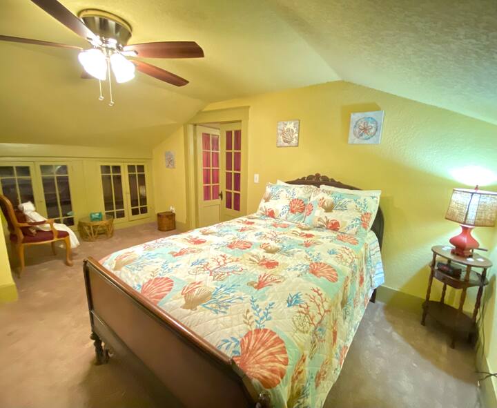 Upstairs queen bedroom with sitting area.  Room has large sitting room attached. 