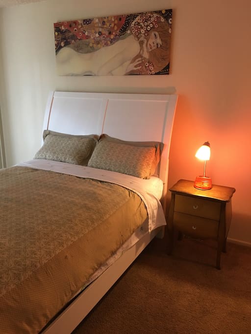 White beautiful wooden bed.