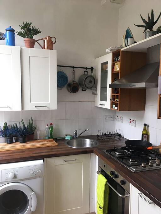 The separate kitchen. Help yourself to tea and coffee