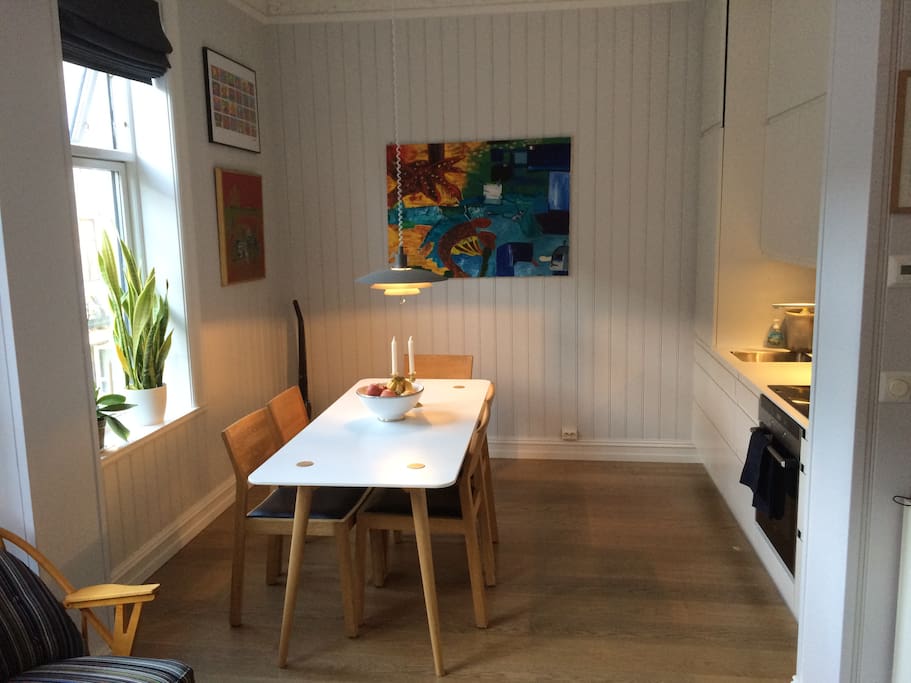The kitchen/eating area.