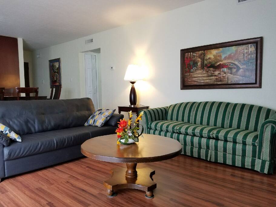 Comfy couch and sofa bed make for a comfortable and relaxing stay!