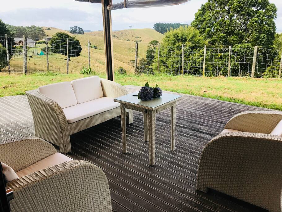 Deck with view to Kaipara and amazing sunsets