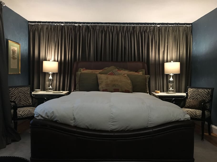 Bed has lights for reading on both sides of bed