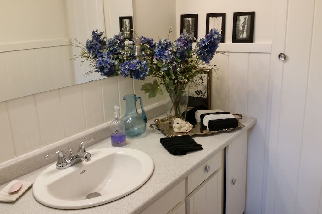 Bathroom for your exclusive use. Contains tub and shower as well as toilet