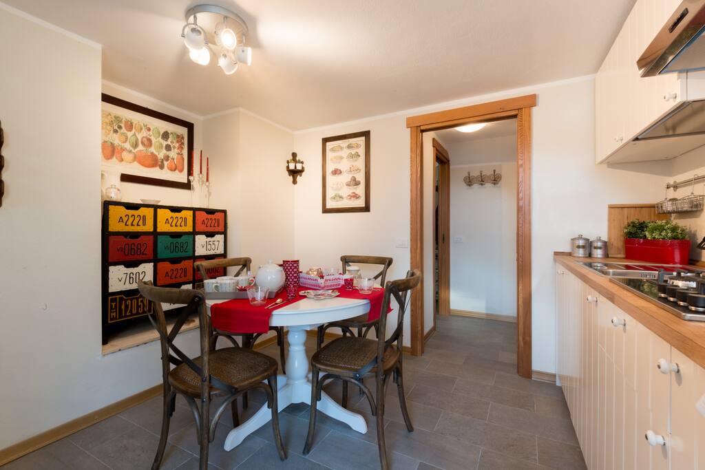 The kitchen and the dining room