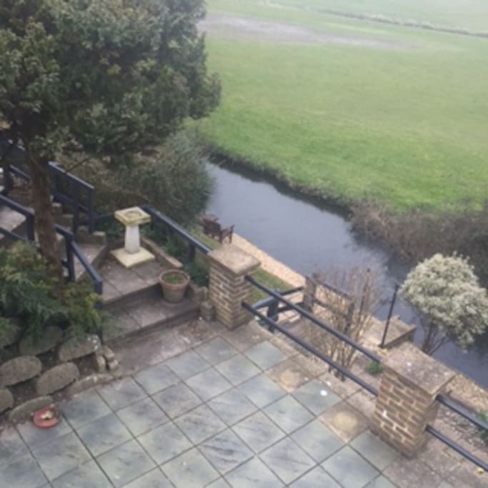 The view from the bedroom window looking over the river Frome