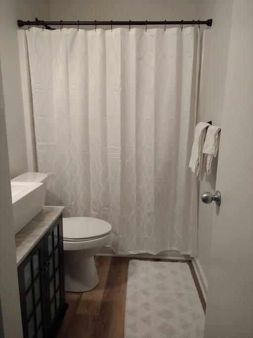 This bathroom was recently added for our Airbnb guests.