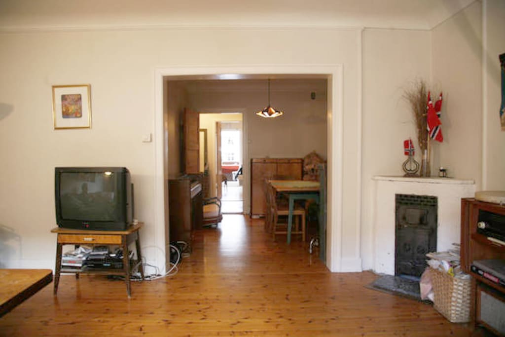 fireplace, TV, DVD player