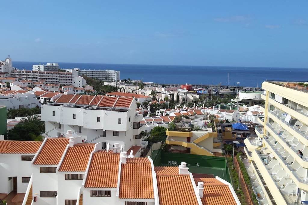 View over the sea from both balconies