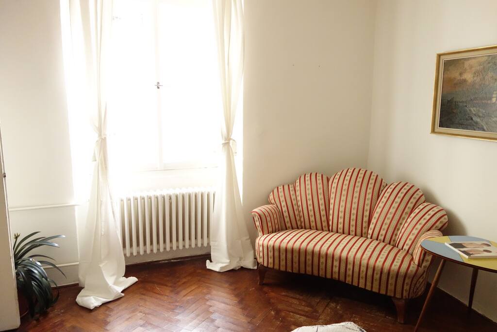 Your room is cozy and sunny. Have a nap on original biedermeier sofa!