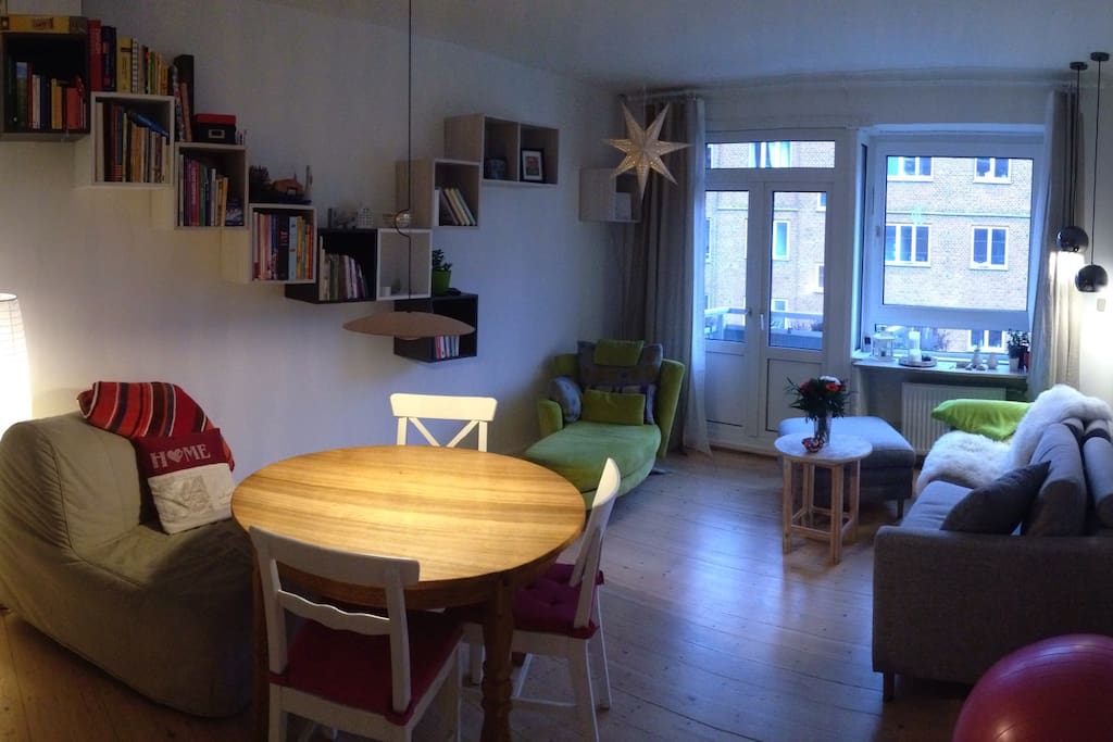The entire living room with balcony